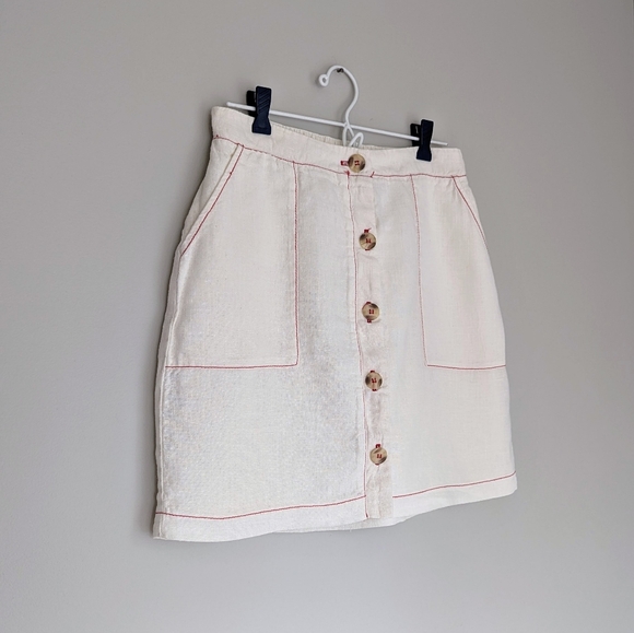 🇺🇸 Anthropologie Amadi 100% Linen Mini Skirt Made In USA - Picture 2 of 8